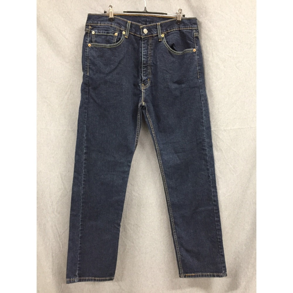 Levis 505 Regular Fit Straight Leg Jeans Dark Wash Indigo Blue Mens W36 L30